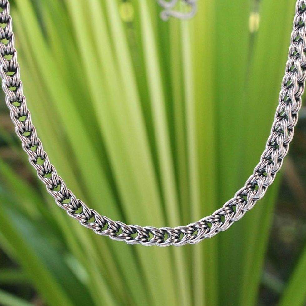 Sterling silver chain necklace 'Intricate Textures'