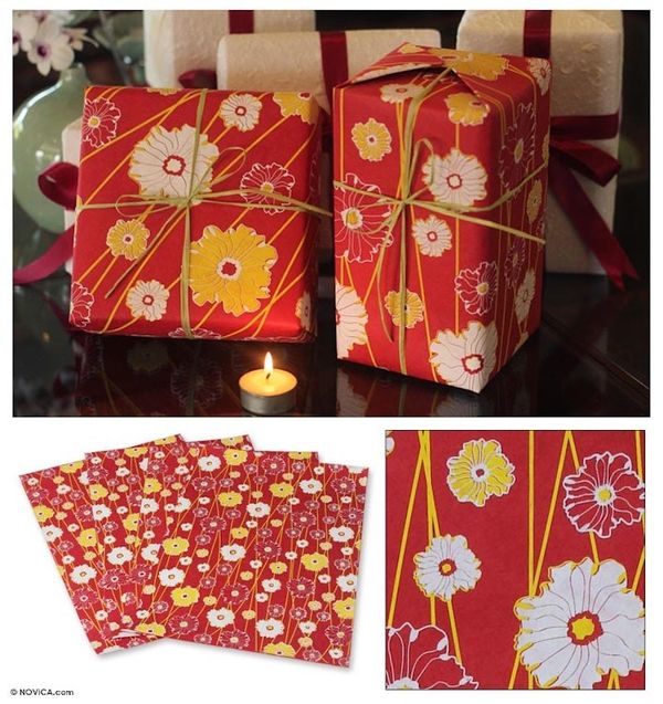 Alternate image for Saa wrapping paper Set of 4 Blossoming Garden
