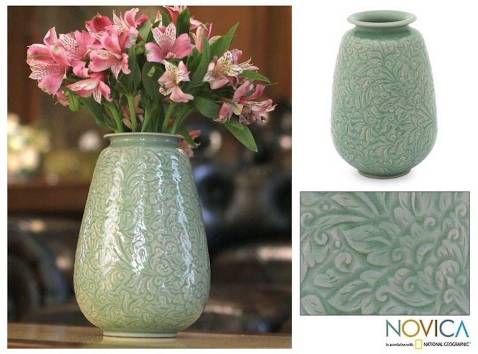 Celadon Ceramic Vase 'Divine Profusion'
