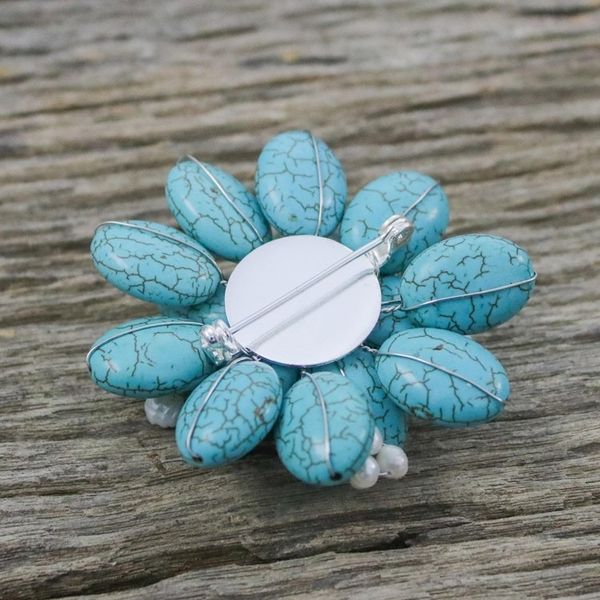 Alternate image for Floral Turquoise Colored Brooch Pin Blue Azalea