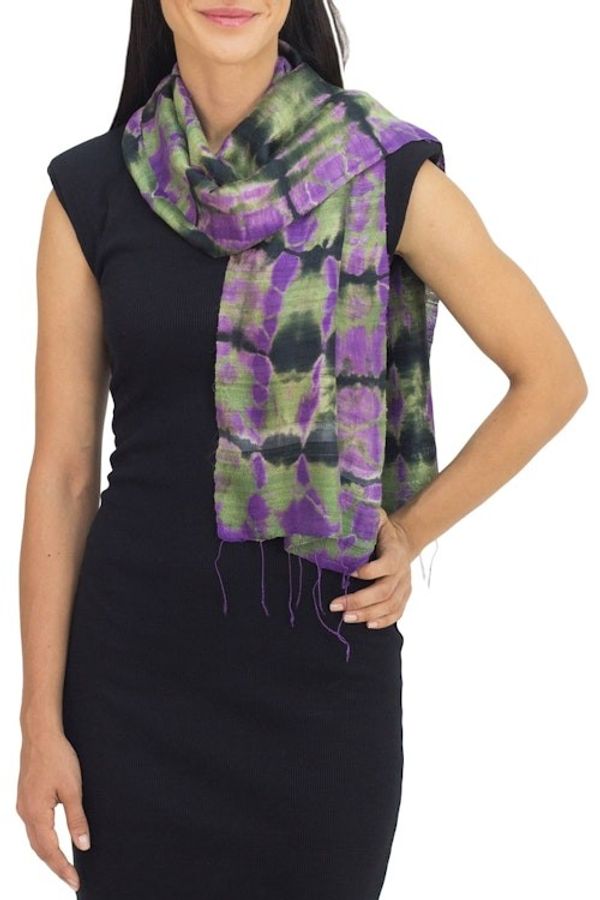 Alternate image for Tie Dye Scarf from Thailand Green Wilderness