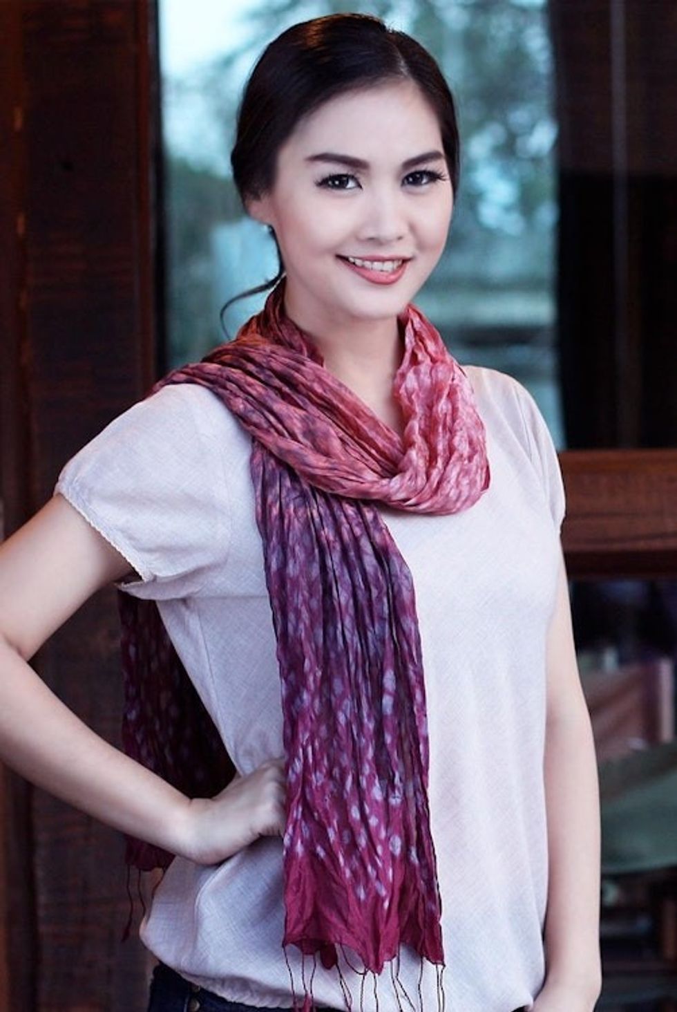 Tie Dye Scarf 'Fabulous Wine'