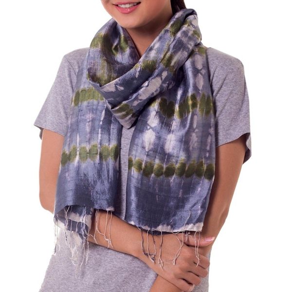 Alternate image for Hand Made Thai Silk Scarf Mist Illusion