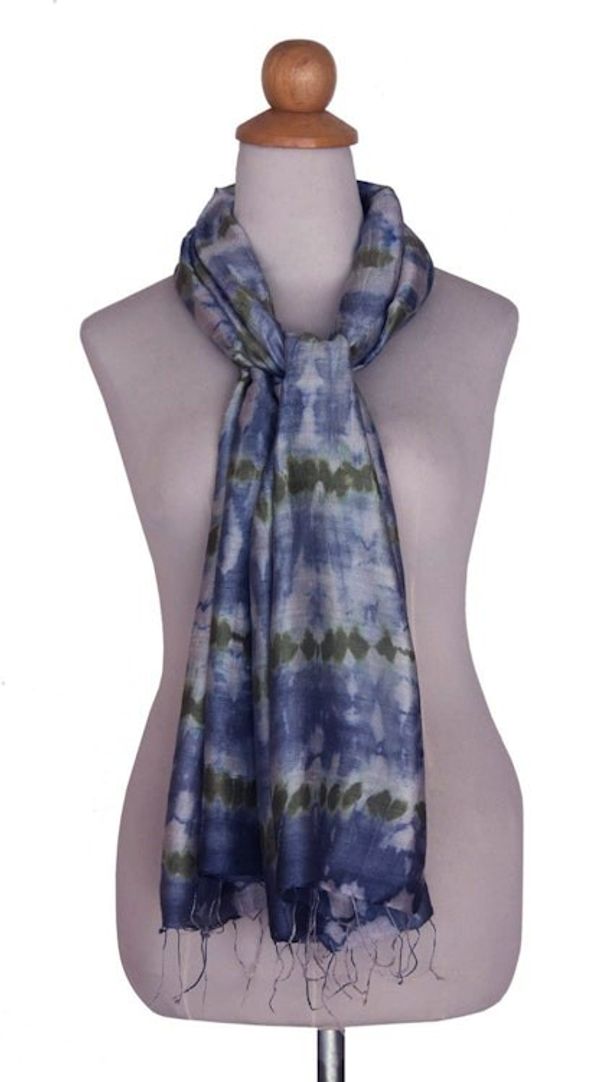 Alternate image for Hand Made Thai Silk Scarf Mist Illusion