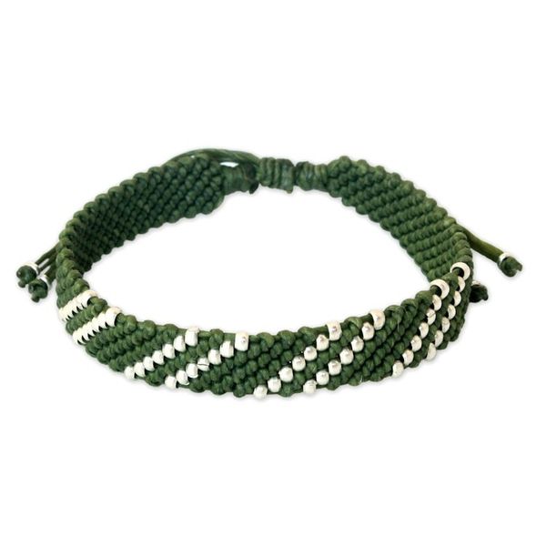 Alternate image for Silver accent wristband bracelet Diagonal Green