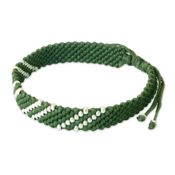 Alternate image for Silver accent wristband bracelet Diagonal Green