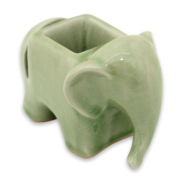 Alternate image for Celadon Ceramic Card Holder Green Elephant