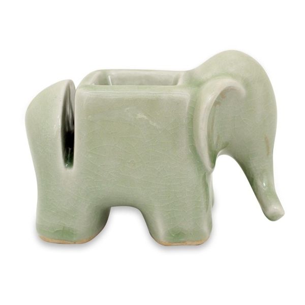 Alternate image for Celadon Ceramic Card Holder Green Elephant