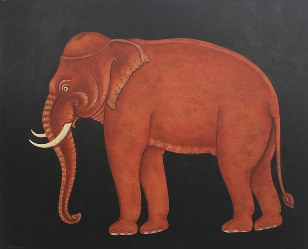 Thai Folk Art Painting of an Elephant 'Auspicious Elephant'