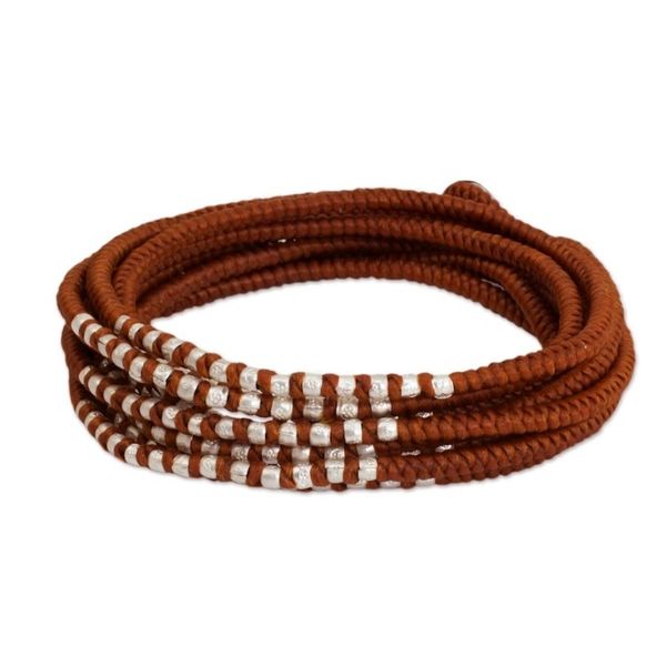 Alternate image for Hand Knotted Wrap Bracelet with Silver Accents Karen Honey Chic
