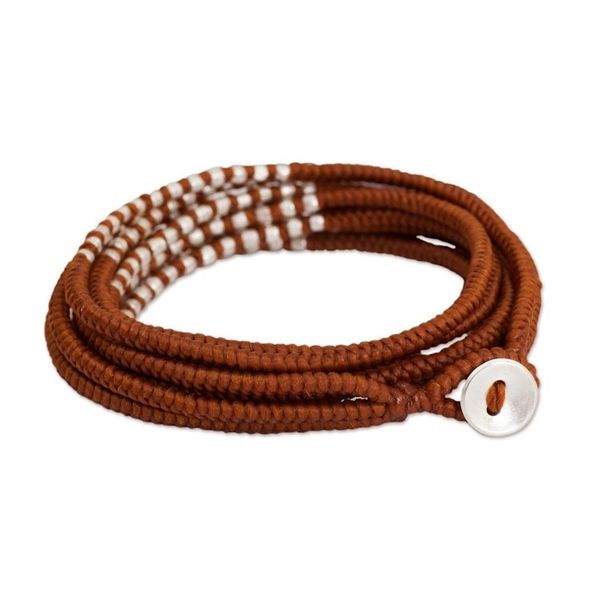 Alternate image for Hand Knotted Wrap Bracelet with Silver Accents Karen Honey Chic