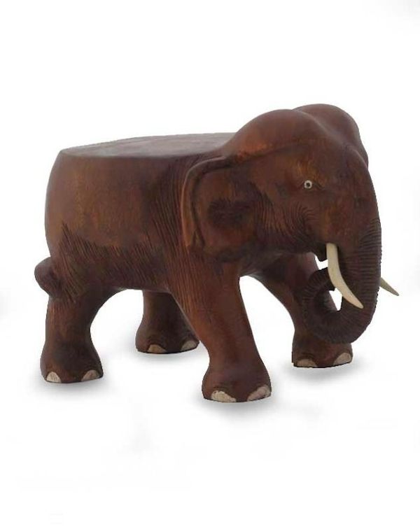 Alternate image for Hand Carved Wood Stand Thai Elephant