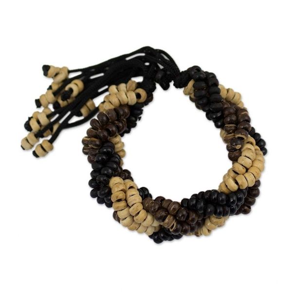 Alternate image for Coconut shell braided bracelet Brown Forest