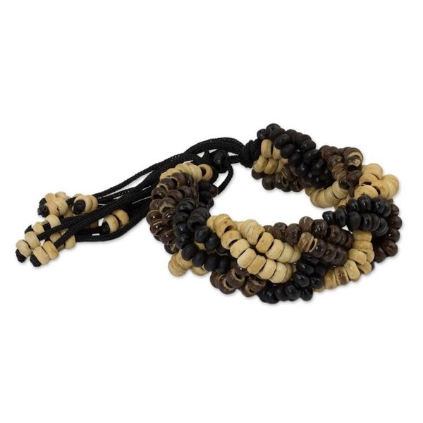 Alternate image for Coconut shell braided bracelet Brown Forest