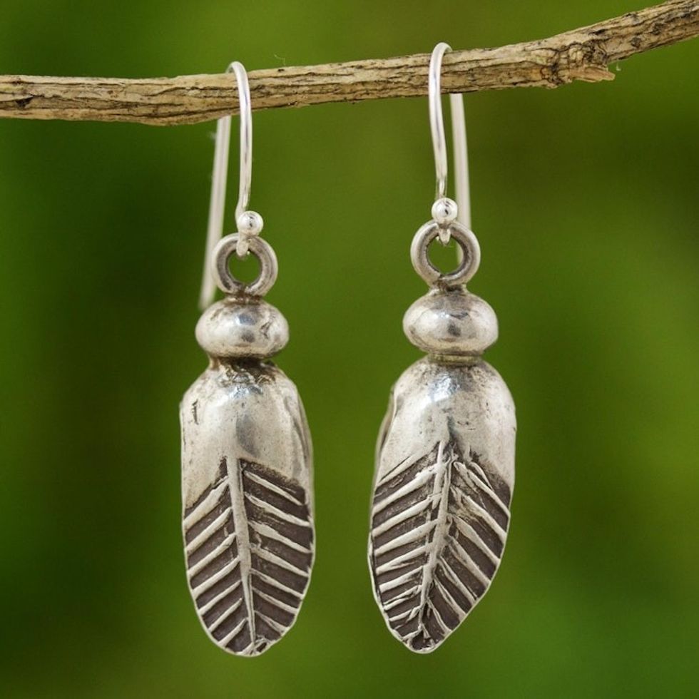 Silver 950 dangle earrings 'Spring Leaves'