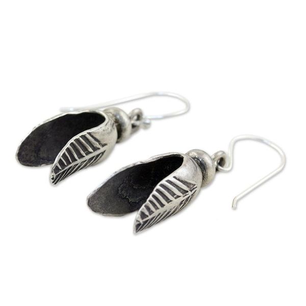 Alternate image for Silver 950 dangle earrings Spring Leaves