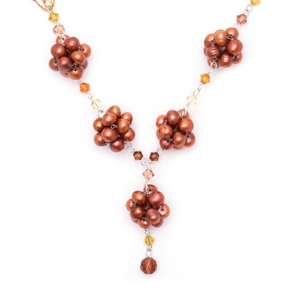 Alternate image for Unique Floral Y Necklace from Thailand Bronze Mums