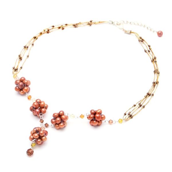Alternate image for Unique Floral Y Necklace from Thailand Bronze Mums