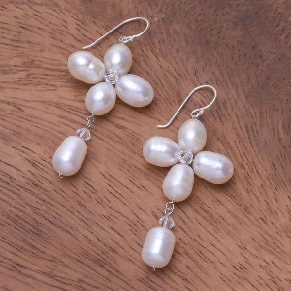 Alternate image for Fair Trade Floral Pearl Earrings Lucky Morning Clover