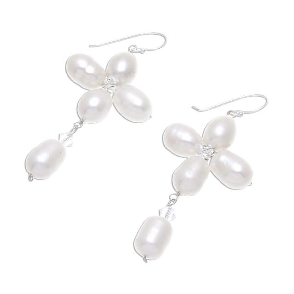 Alternate image for Fair Trade Floral Pearl Earrings Lucky Morning Clover