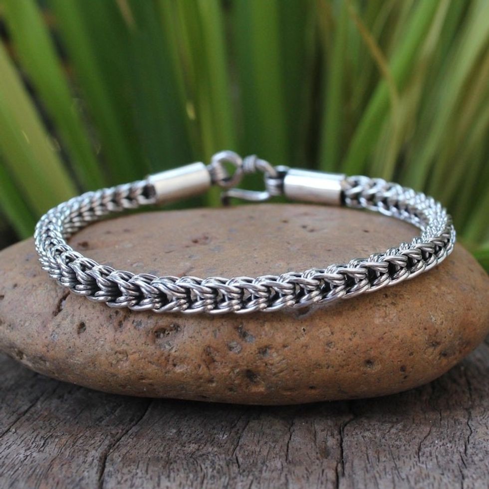 Sterling Silver Braided Bracelet 'Intricate Textures'