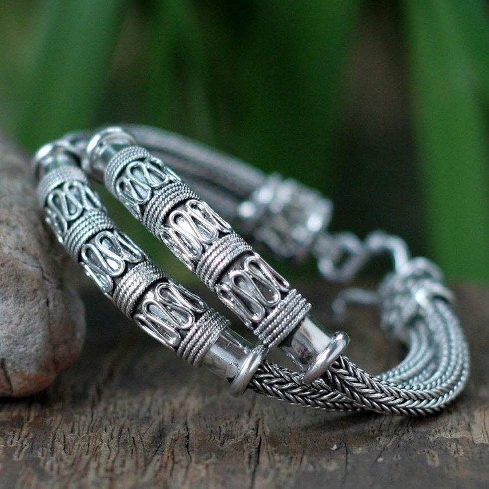 Thai Sterling Silver Chain Bracelet 'Distinction'