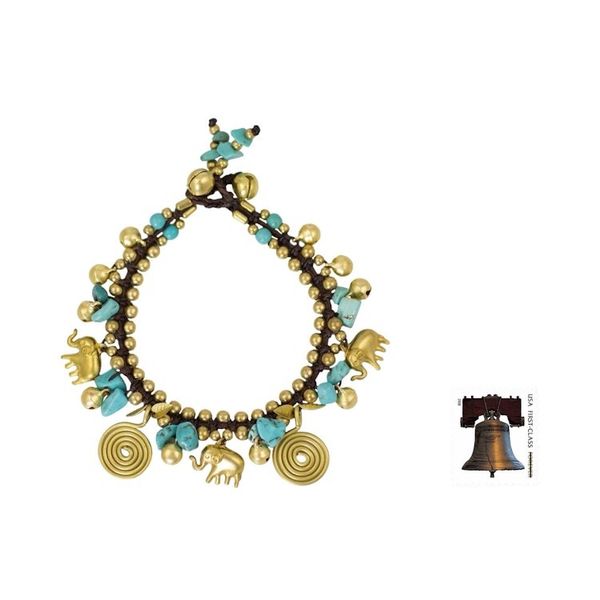 Alternate image for Calcite and Brass Elephant Charm Bracelet Splendor of Siam