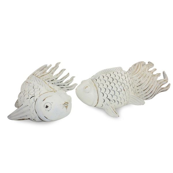 Alternate image for Wood sculptures Pair Cheerful Goldfish