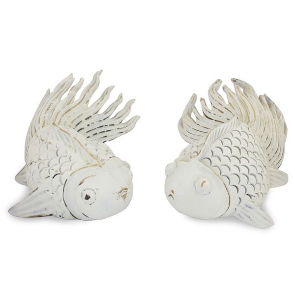 Alternate image for Wood sculptures Pair Cheerful Goldfish