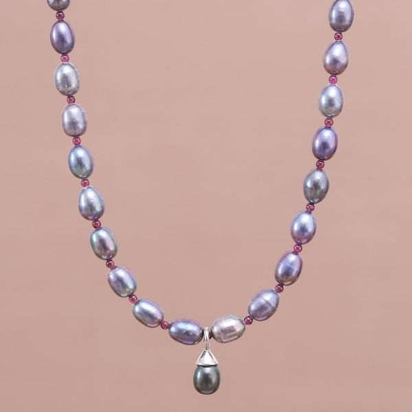 Alternate image for Garnet and Pearl Choker Her Beauty