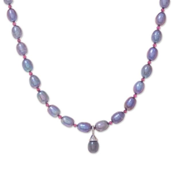 Alternate image for Garnet and Pearl Choker Her Beauty