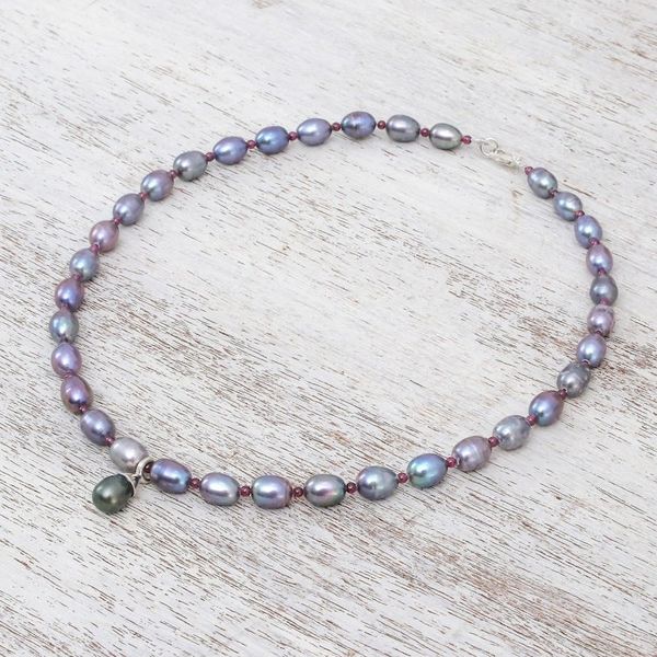 Alternate image for Garnet and Pearl Choker Her Beauty