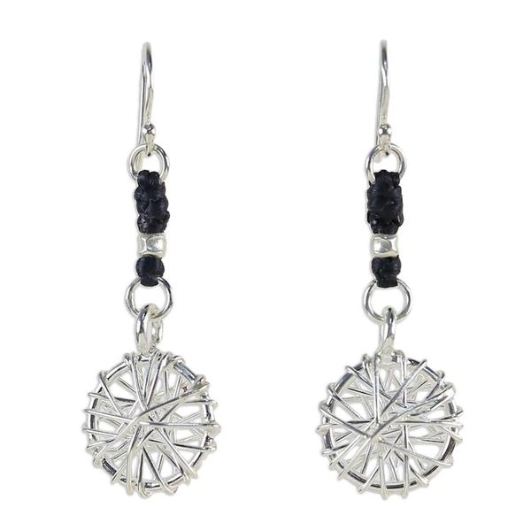 Alternate image for Hill Tribe Silver Dangle Earrings Tribal Web