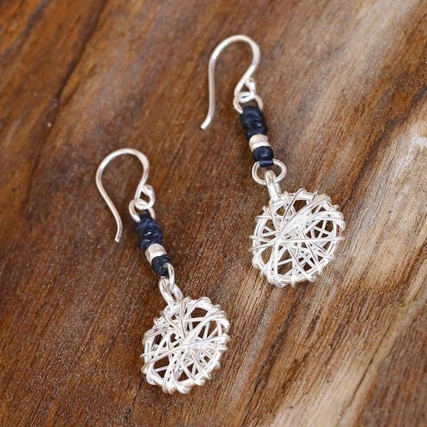 Alternate image for Hill Tribe Silver Dangle Earrings Tribal Web
