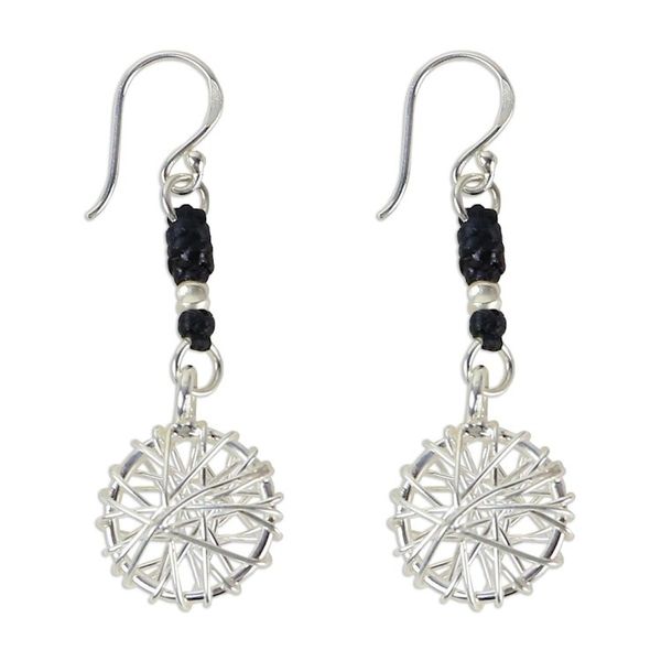 Alternate image for Hill Tribe Silver Dangle Earrings Tribal Web