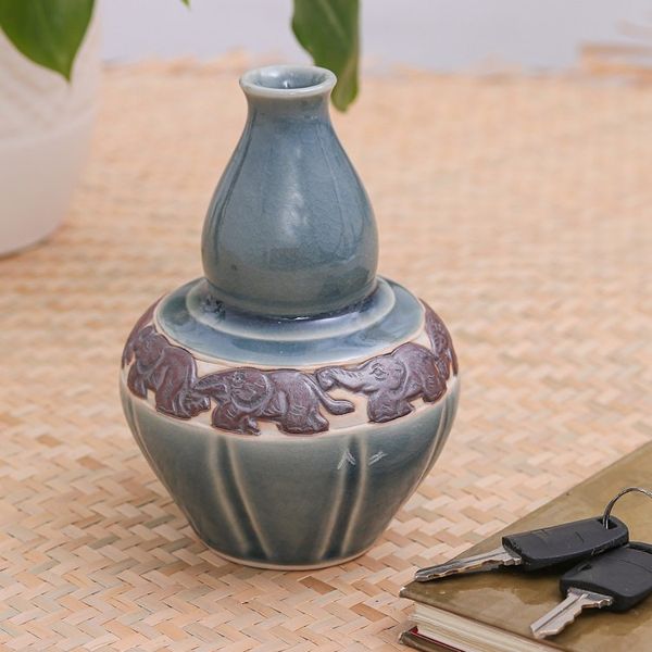 Alternate image for Celadon ceramic vase Elephant Sky Heralds
