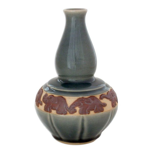 Alternate image for Celadon ceramic vase Elephant Sky Heralds