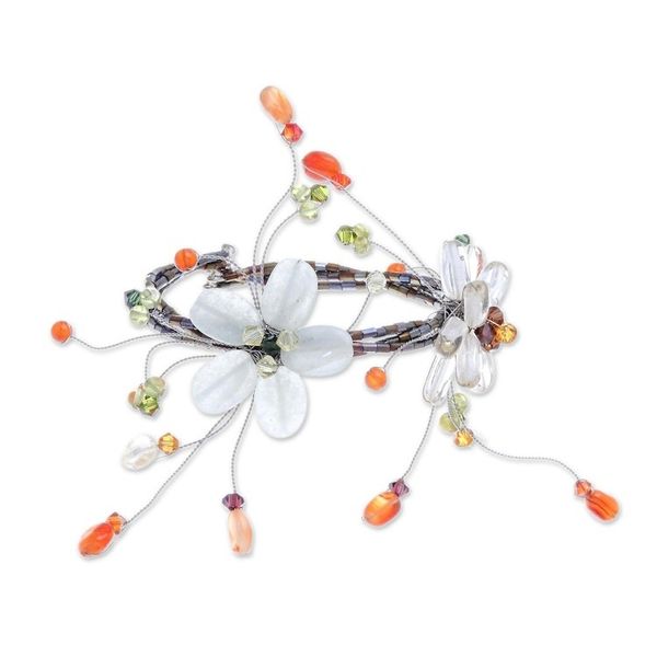 Alternate image for Carnelian and Citrine Beaded Flower Bracelet Blossoming Web