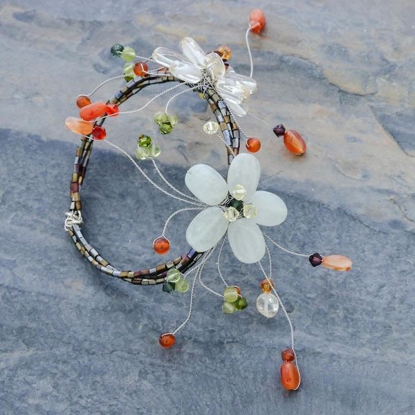 Alternate image for Carnelian and Citrine Beaded Flower Bracelet Blossoming Web
