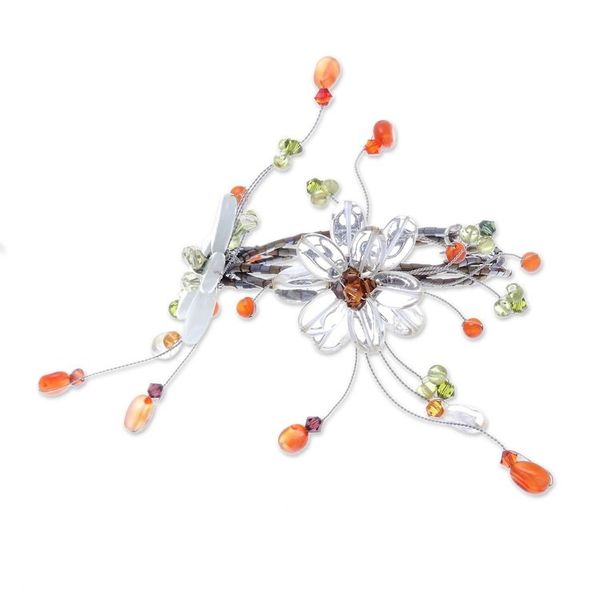 Alternate image for Carnelian and Citrine Beaded Flower Bracelet Blossoming Web