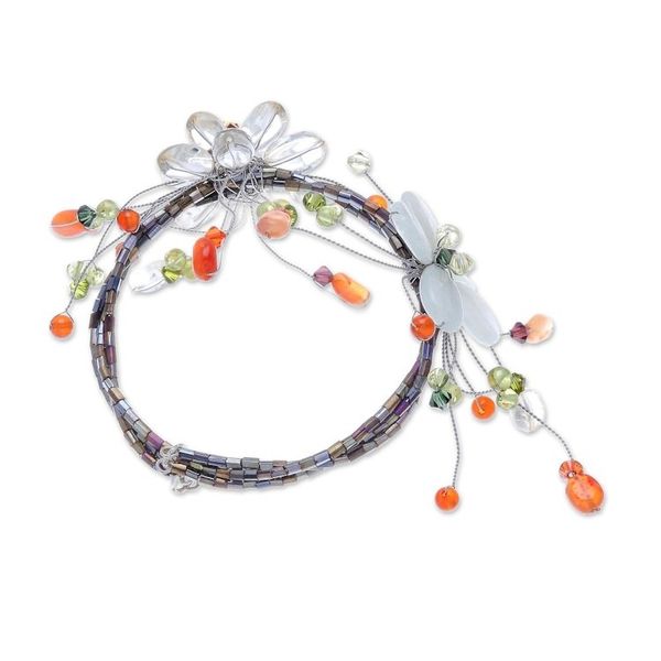 Alternate image for Carnelian and Citrine Beaded Flower Bracelet Blossoming Web