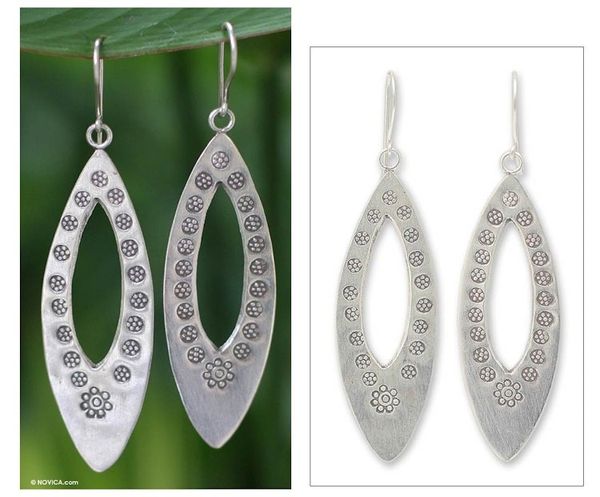 Alternate image for Artisan Crafted Sterling Silver Dangle Earrings Floral Wreath