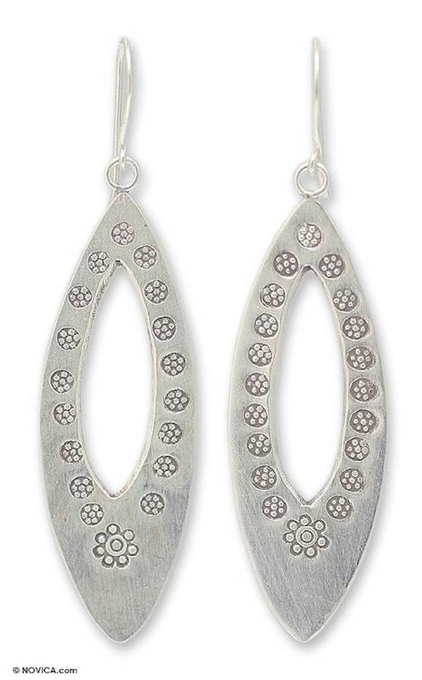 Alternate image for Artisan Crafted Sterling Silver Dangle Earrings Floral Wreath