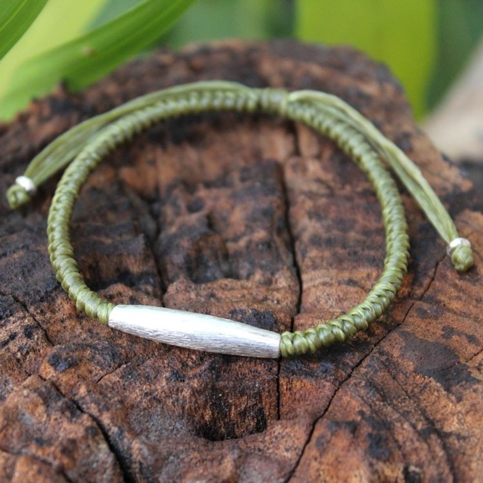 Hill Tribe Silver Braided Bracelet 'Peaceful Jungle'
