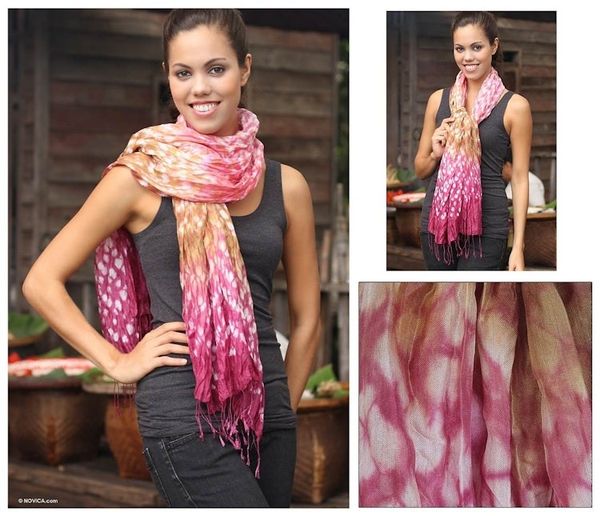 Alternate image for Tie-dyed scarf Fabulous Rose