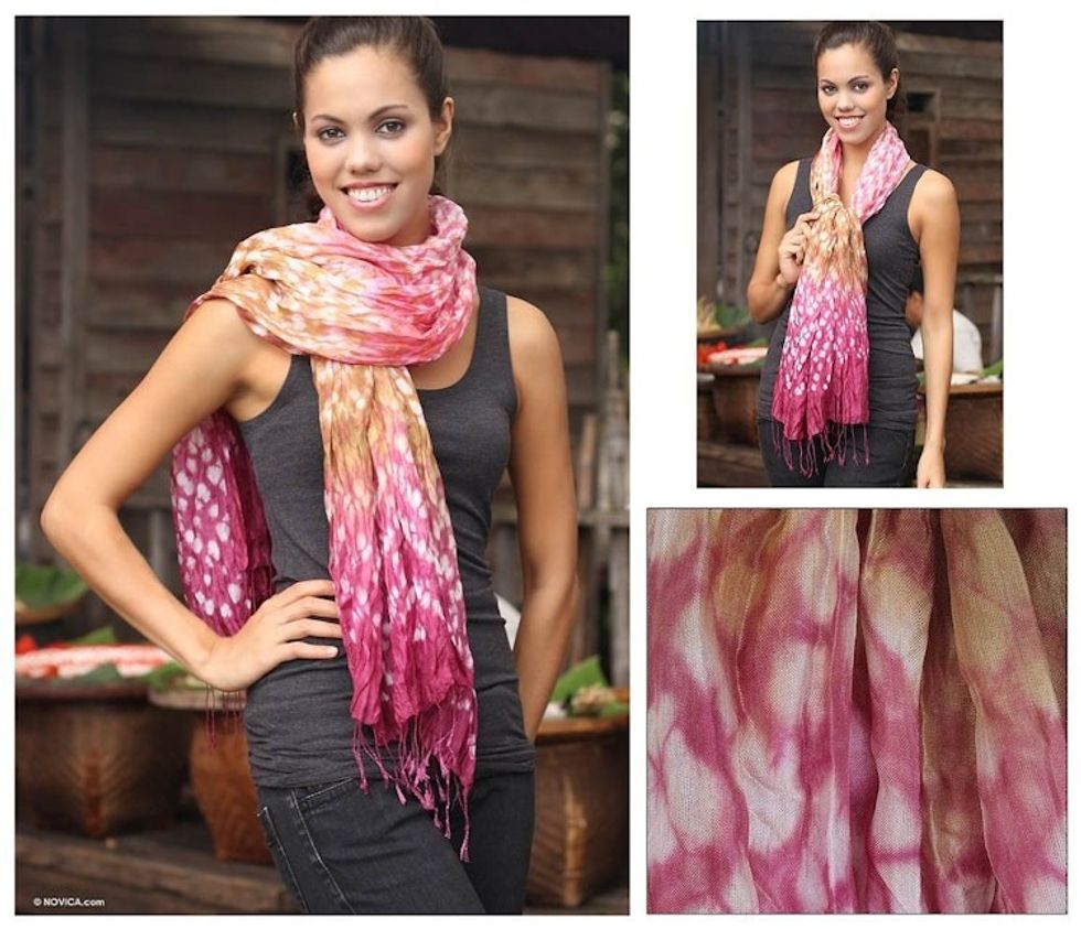 Tie-dyed scarf 'Fabulous Rose'