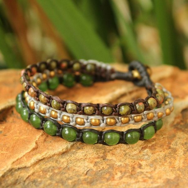 Alternate image for Fair Trade Unakite Beaded Bracelet Urban Colors