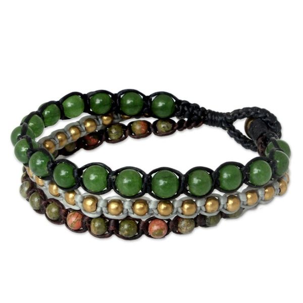 Alternate image for Fair Trade Unakite Beaded Bracelet Urban Colors