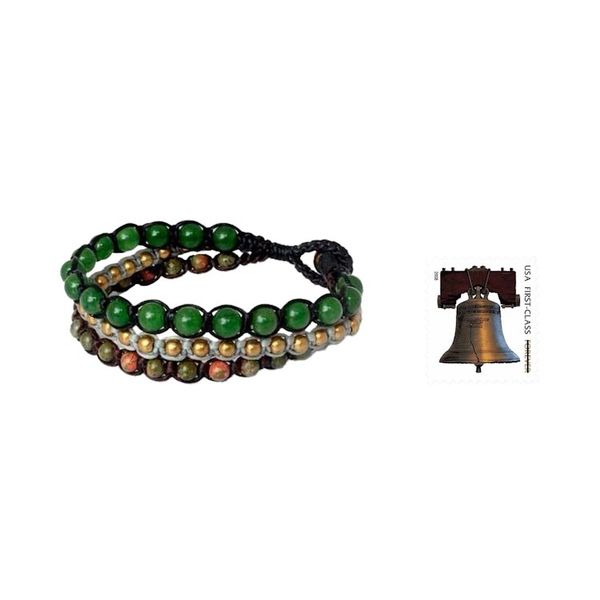 Alternate image for Fair Trade Unakite Beaded Bracelet Urban Colors