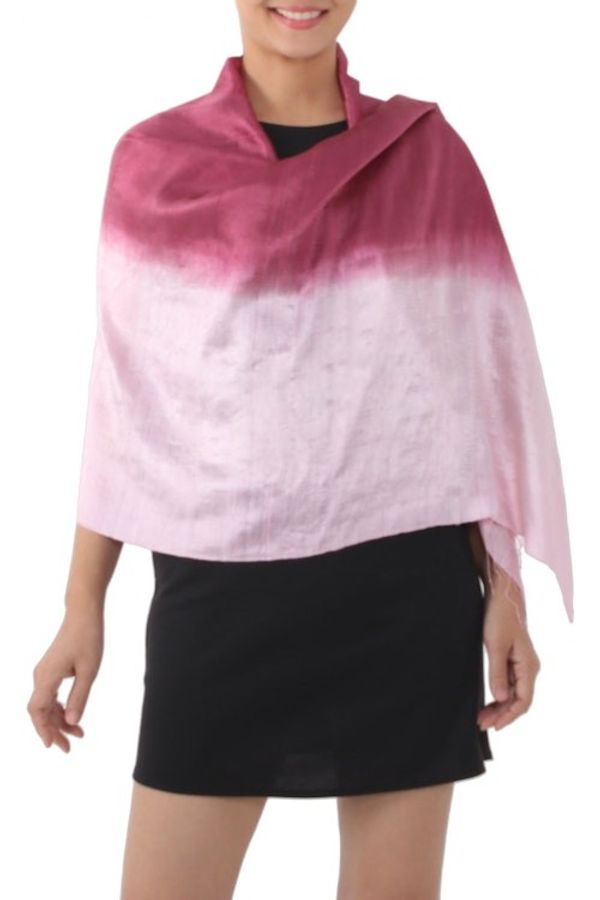 Alternate image for Silk Shawl from Thailand Shimmering Orchid